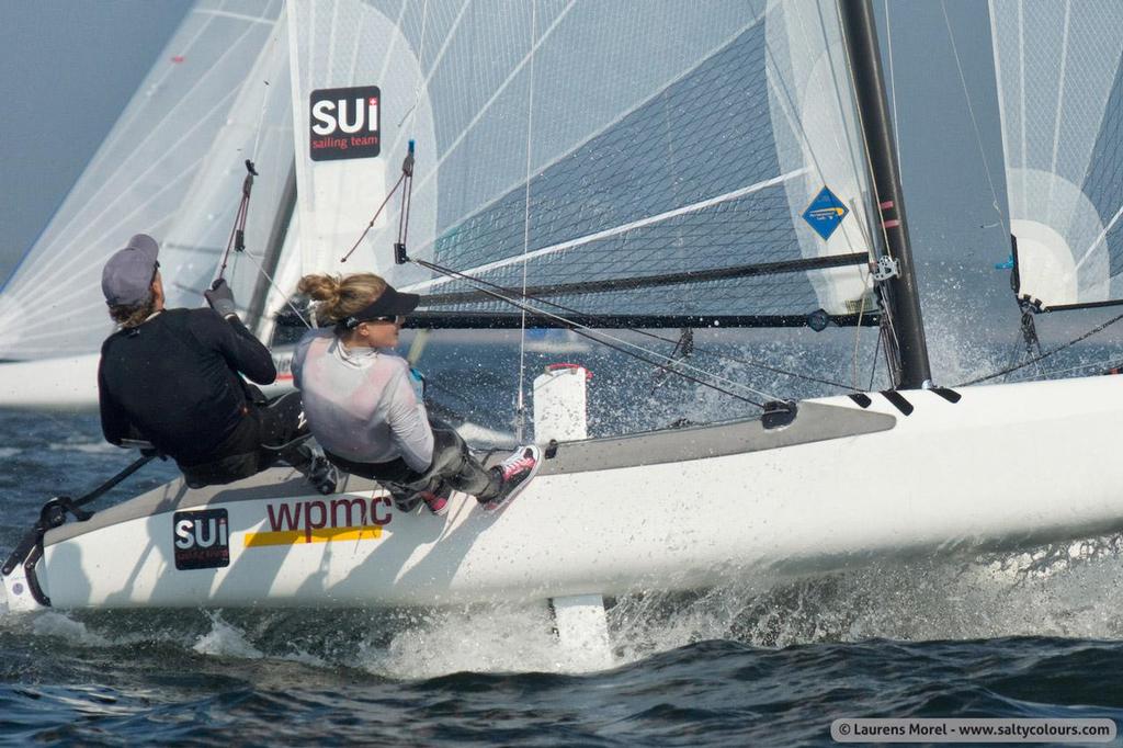 Buhler and Brugger in action - 2013 Nacra 17 World Championship © Laurens Morel